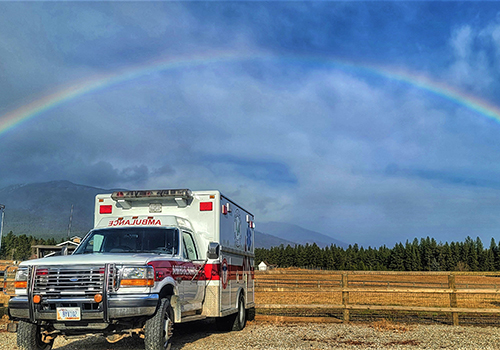 ambo with rainbow