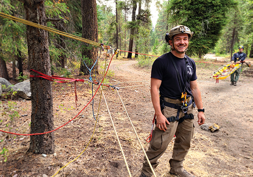 Team member with ropes